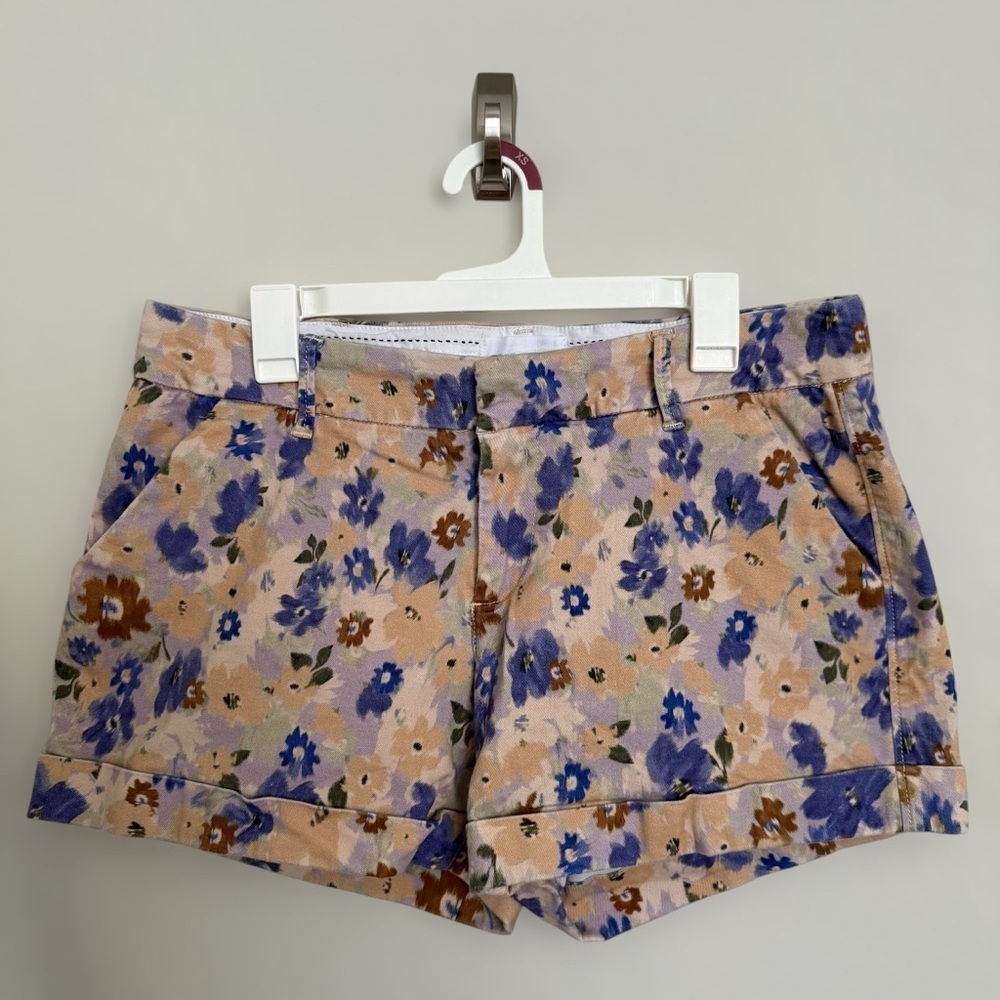 Dear John Anthropologie Floral Hampton Shorts Size XL Spring Bloomcore Lavender - Picture 2 of 10